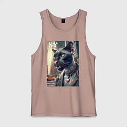 Майка мужская хлопок Cool dude panther from New York - ai art, цвет: пыльно-розовый