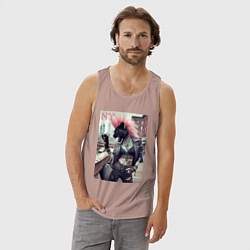 Майка мужская хлопок Крутая пантера панк из Нью-Йорка - нейросеть, цвет: пыльно-розовый — фото 2