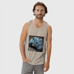 Майка мужская хлопок Джинсовый геймпад для видеоигр, цвет: миндальный — фото 2