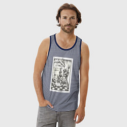 Майка мужская хлопок Девятые врата In vain Антихрист AT, цвет: синяя тельняшка — фото 2