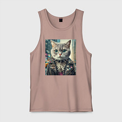 Мужская майка Прикольный котик фанат тяжёлого рока - нейросеть