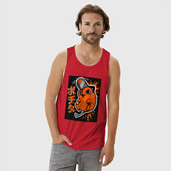 Майка мужская хлопок Человек-бензопила Почита, цвет: красный — фото 2