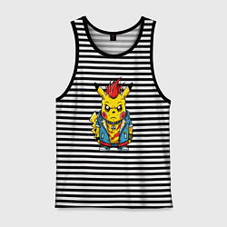 Мужская майка Пикачу панк с красным ирокезом