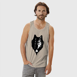 Майка мужская хлопок Волки одина фреки и гери, цвет: миндальный — фото 2