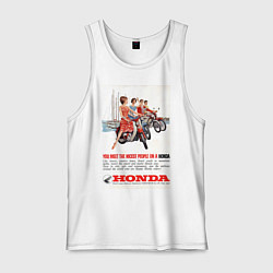 Майка мужская хлопок Honda мотоцикл, цвет: белый