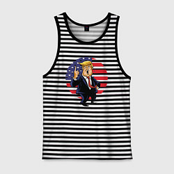 Майка мужская хлопок USA - Trump, цвет: черная тельняшка