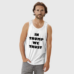 Майка мужская хлопок In Trump we trust - slogan, цвет: белый — фото 2