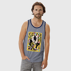 Майка мужская хлопок Модный Годжо - Магическая битва, цвет: синяя тельняшка — фото 2