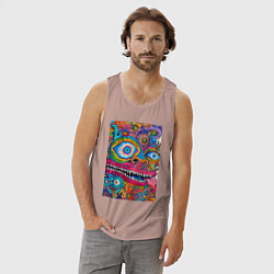 Майка мужская хлопок Психоделический монстр, цвет: пыльно-розовый — фото 2