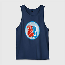 Майка мужская хлопок Перчатки - бокс, цвет: тёмно-синий