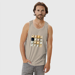 Майка мужская хлопок Wish you - клавиши клавиатуры, цвет: миндальный — фото 2