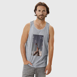 Майка мужская хлопок Фото розы, цвет: меланж — фото 2