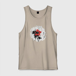 Мужская майка Большой красный цветок в китайском стиле