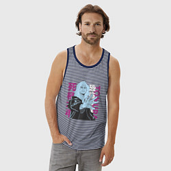 Майка мужская хлопок Моя геройская академия Шигараки Томура, цвет: синяя тельняшка — фото 2