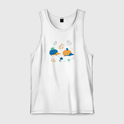 Мужская майка Ежики в лесу с веточками и грибами