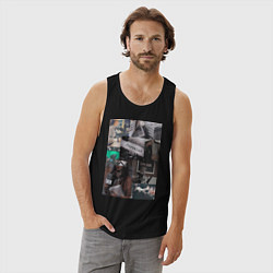 Майка мужская хлопок Журналист эстетика, цвет: черный — фото 2