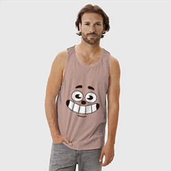 Майка мужская хлопок Улыбка смайл, цвет: пыльно-розовый — фото 2