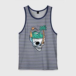 Майка мужская хлопок Skull and summer, цвет: синяя тельняшка