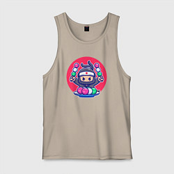 Майка мужская хлопок Ниндзя и данго, цвет: миндальный