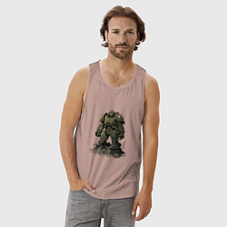 Майка мужская хлопок Воин в силовой броне защитной - Fallout, цвет: пыльно-розовый — фото 2