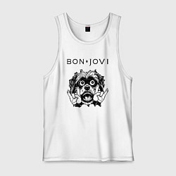 Майка мужская хлопок Bon Jovi - rock dog, цвет: белый