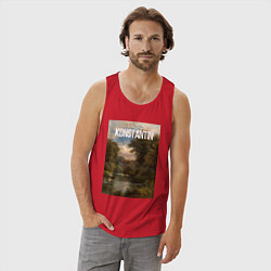 Майка мужская хлопок Konstantin озеро в лесу, цвет: красный — фото 2