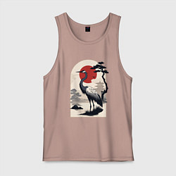 Мужская майка Журавль и солнце в японском стиле