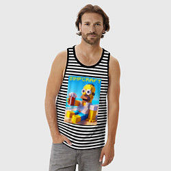 Майка мужская хлопок Minecraft and Simpsons collaboration - ai art, цвет: черная тельняшка — фото 2