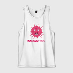 Майка мужская хлопок Pink coronavirus, цвет: белый