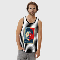 Майка мужская хлопок Freedurov obey, цвет: черная тельняшка — фото 2