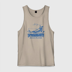 Мужская майка Енот лежит на диване и чилит