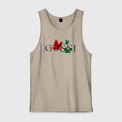 Майка мужская хлопок Гусси - гуси летят, цвет: миндальный