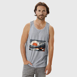 Майка мужская хлопок Горы медведь геометрия, цвет: меланж — фото 2