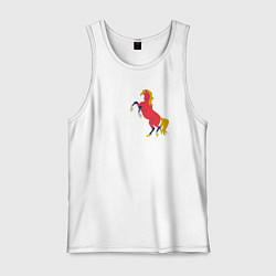 Майка мужская хлопок Конь красный, цвет: белый