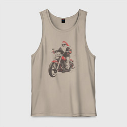 Мужская майка Дед мороз на мотоцикле чоппере