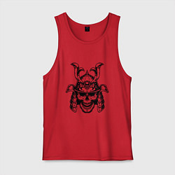 Майка мужская хлопок Череп самурая в шлеме, цвет: красный