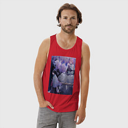 Майка мужская хлопок Клинок рассекающий демонов Гию Томиока, цвет: красный — фото 2