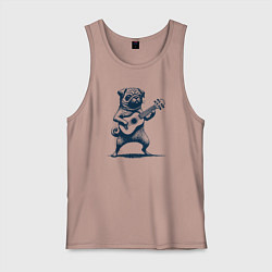 Мужская майка Мопс с гитарой укулеле