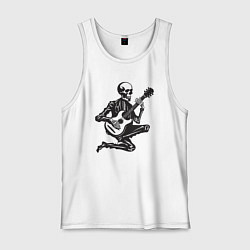 Майка мужская хлопок Скелетик музыкант, цвет: белый