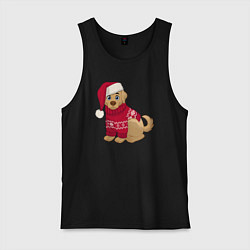 Мужская майка Собачка в новогоднем свитере