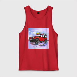 Майка мужская хлопок Внедорожник УАЗ Хантер, цвет: красный