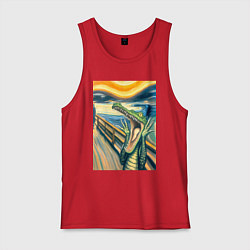 Мужская майка Крокодил кричит на картине Эдварда Мунка - мем иск