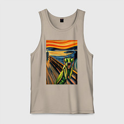 Мужская майка Богомол кричит на картине Эдварда Мунка - мем иску