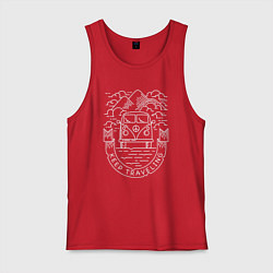 Майка мужская хлопок Продолжай путешествия, цвет: красный