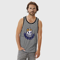 Майка мужская хлопок Банановые головы, цвет: черная тельняшка — фото 2