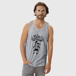 Майка мужская хлопок Хэллоуин - девочка с тыквой, цвет: меланж — фото 2