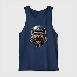 Майка мужская хлопок Усы на скорости, цвет: тёмно-синий