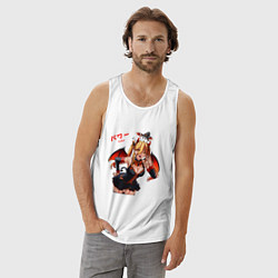 Майка мужская хлопок Паэур ведьма - Человек бензопила, цвет: белый — фото 2