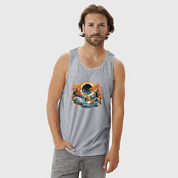 Майка мужская хлопок Осень лисичка, цвет: меланж — фото 2