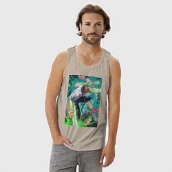 Майка мужская хлопок Человек-бензопила Дэндзи арт, цвет: миндальный — фото 2